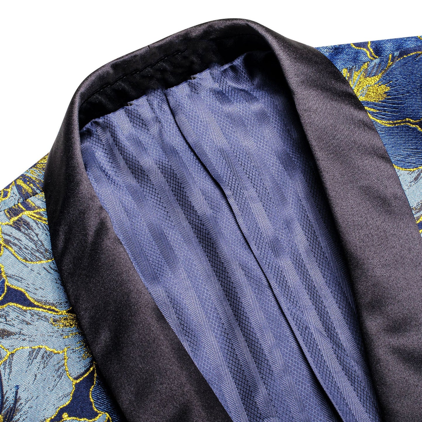 Blue and Yellow Embroidered Floral Tuxedo Jacket tuxedo    - Sophisticated Gentlemen
