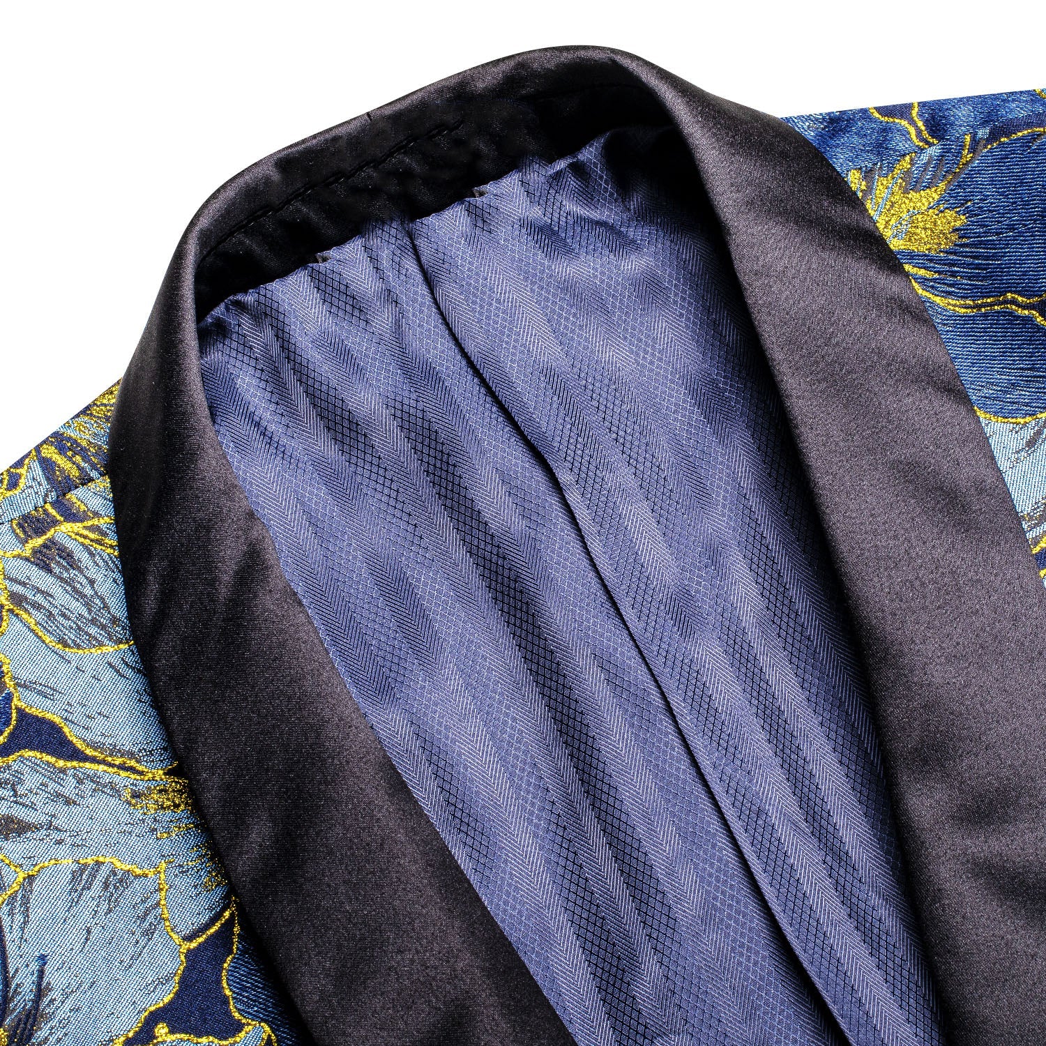 Blue and Yellow Embroidered Floral Tuxedo Jacket tuxedo    - Sophisticated Gentlemen