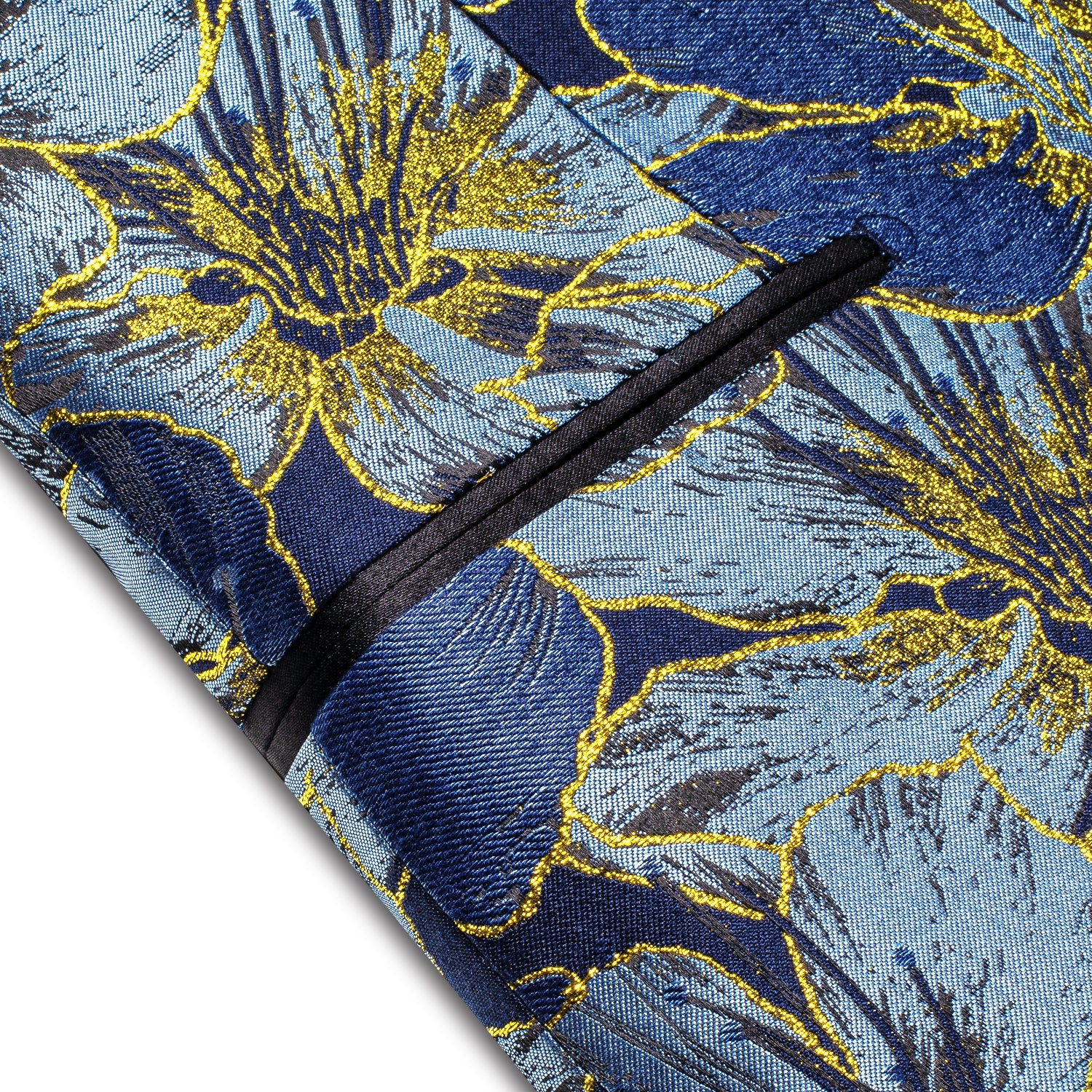 Blue and Yellow Embroidered Floral Tuxedo Jacket tuxedo    - Sophisticated Gentlemen