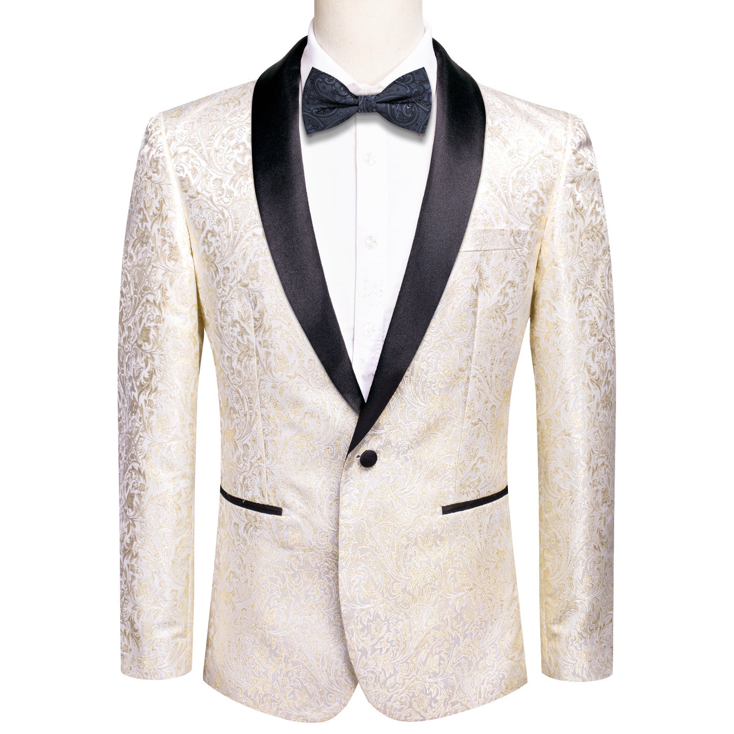 Champagne Embroidered Floral Tuxedo Jacket tuxedo S (38)   - Sophisticated Gentlemen