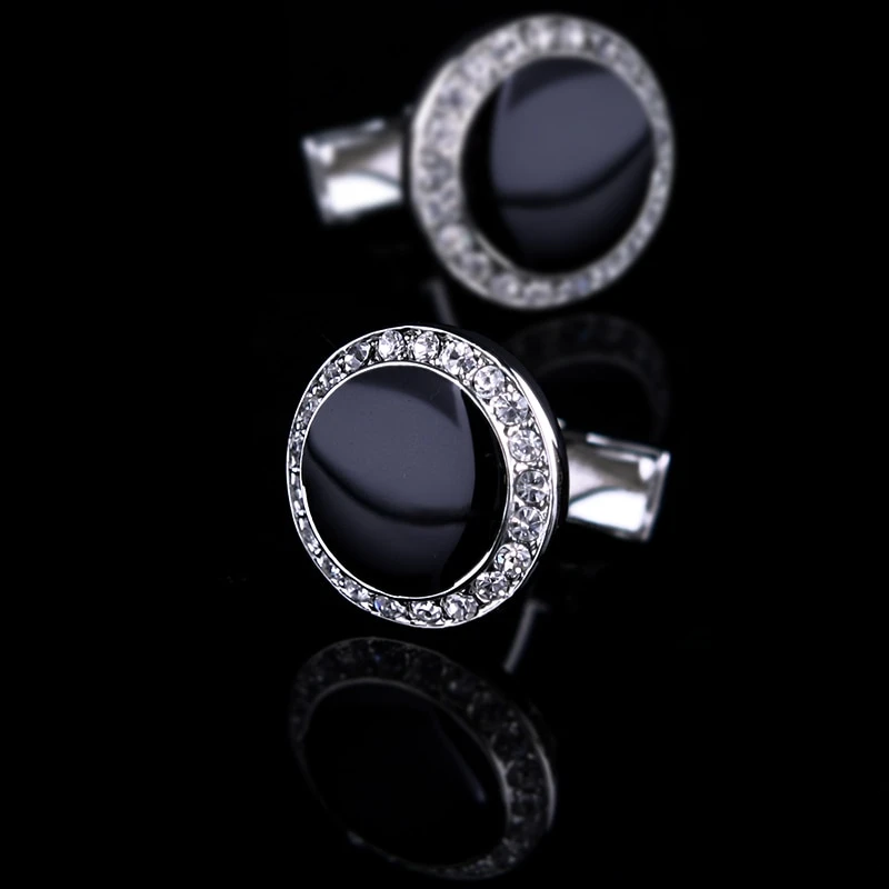 Crystal Black Cufflinks Cufflink    - Sophisticated Gentlemen