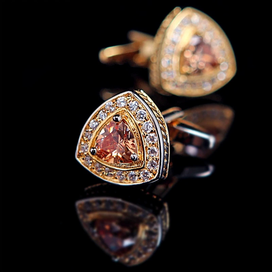 Elegant Gold Crystal Cufflinks Cufflink    - Sophisticated Gentlemen