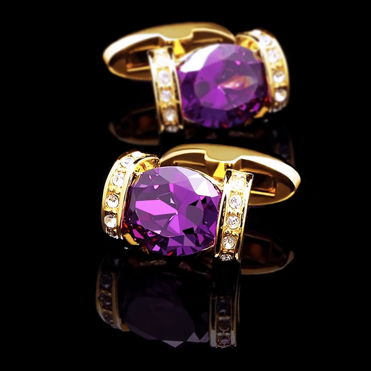 18K Plated Purple And Gold Cufflinks Cufflink    - Sophisticated Gentlemen