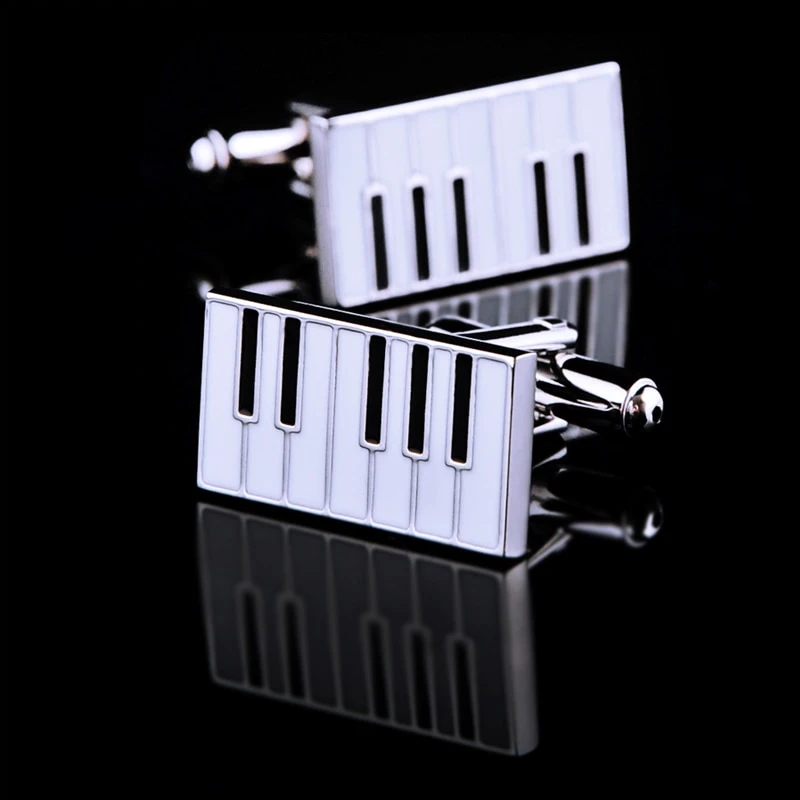 Enamel Silver Piano Cufflinks Cufflink    - Sophisticated Gentlemen