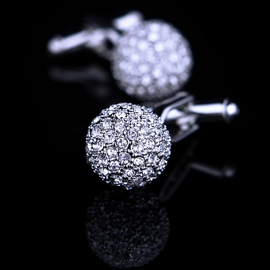 Silver Crystal Ball Cufflinks Cufflink    - Sophisticated Gentlemen