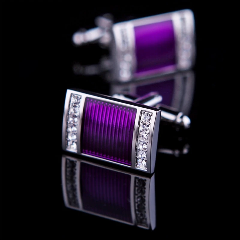Crystal Purple & Silver Cufflinks
