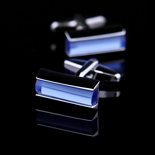 Crystal Sky Blue Cufflinks Cufflink    - Sophisticated Gentlemen