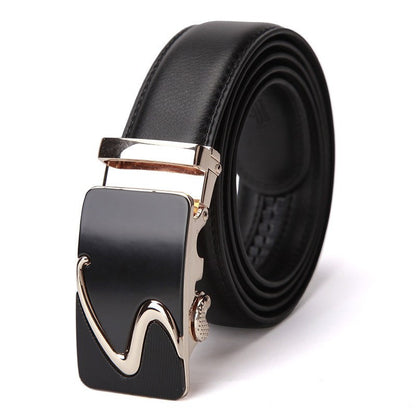 Modern S Buckle Leather Belt Belt    - Sophisticated Gentlemen