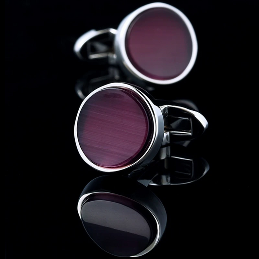Round Purple Stone Cufflinks Cufflink    - Sophisticated Gentlemen