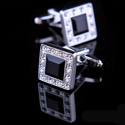 Black Crystal Cufflinks cufflink    - Sophisticated Gentlemen