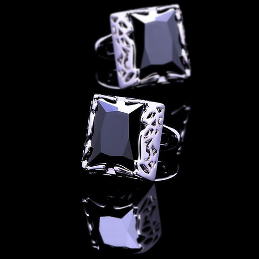 Crystal Cufflinks in Black cufflink    - Sophisticated Gentlemen
