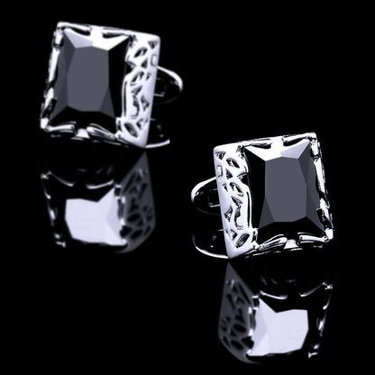Crystal Cufflinks in Black cufflink    - Sophisticated Gentlemen