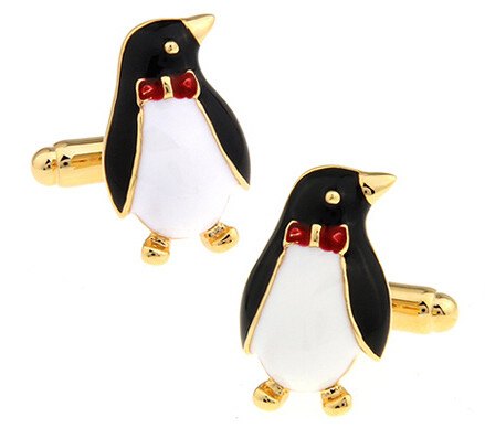 Enamel Penguin In Gold Cufflinks cufflink    - Sophisticated Gentlemen