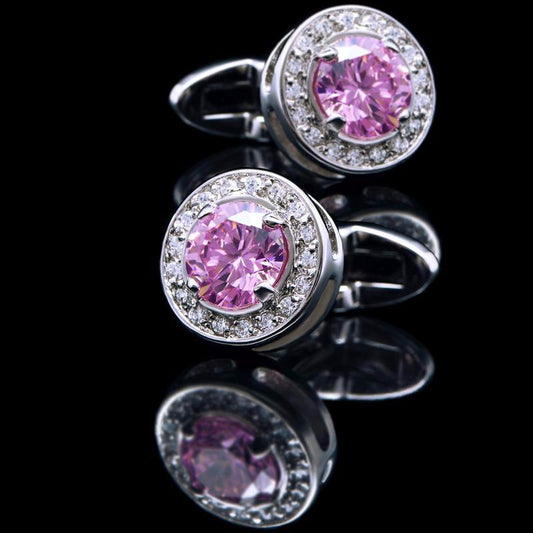 Pink Crystal Cufflinks cufflink    - Sophisticated Gentlemen