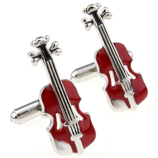 Violin In Red Cufflinks cufflink    - Sophisticated Gentlemen