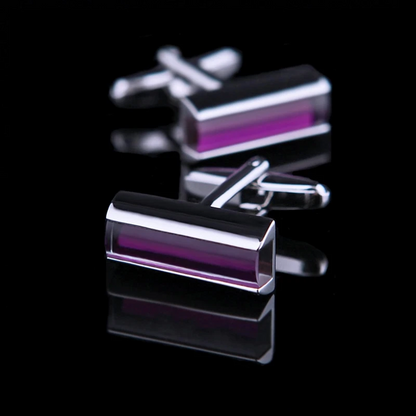 Rectangular Purple Crystal Cufflinks Cufflink    - Sophisticated Gentlemen