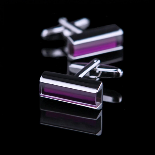 Rectangular Purple Crystal Cufflinks Cufflink    - Sophisticated Gentlemen