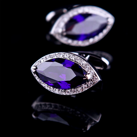 Crystal Purple Diamond Cufflinks Cufflink    - Sophisticated Gentlemen