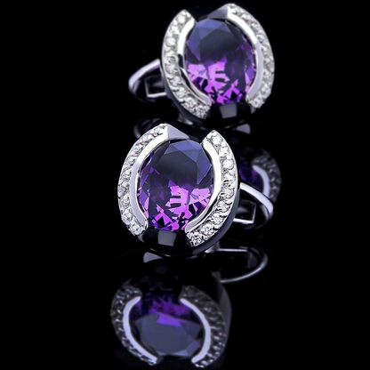 Crystal Purple Stone Cufflinks Cufflink    - Sophisticated Gentlemen