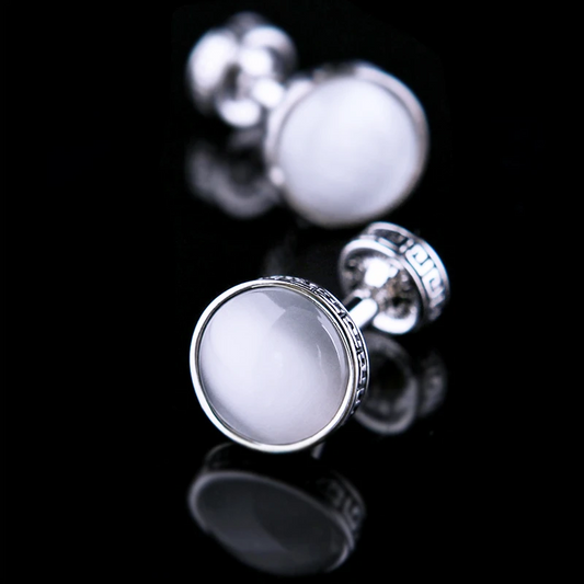Round Mother Of Pearl Cufflinks Cufflink    - Sophisticated Gentlemen