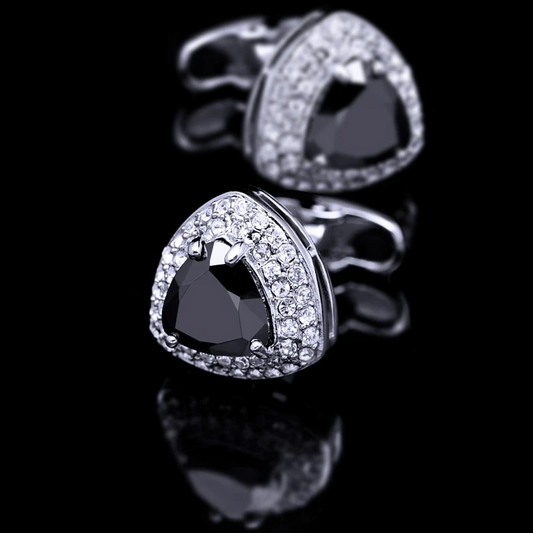 Crystal Black Onyx Cufflinks Cufflink    - Sophisticated Gentlemen