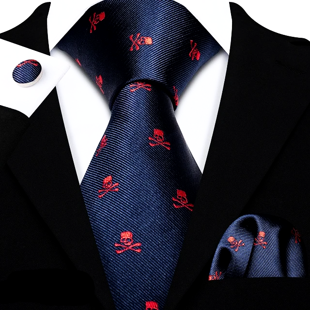 Skulls Premium Tie Set In Red tie sets - Sophisticated Gentlemen