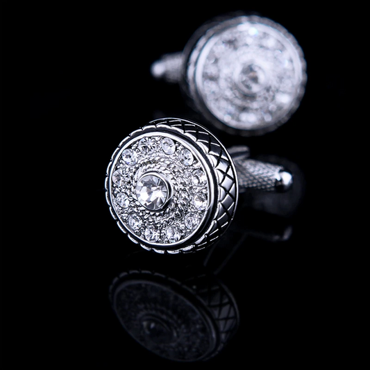 Round Vintage Silver Cufflinks Cufflink    - Sophisticated Gentlemen