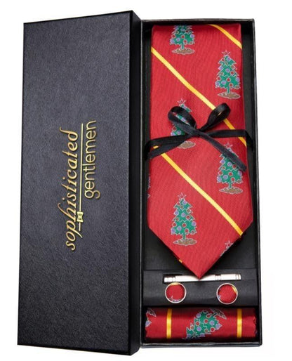 Snowflakes Tie, Pocket Square and Cufflinks tie sets Default Title - Sophisticated Gentlemen