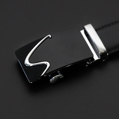 Modern S Buckle Leather Belt Belt    - Sophisticated Gentlemen