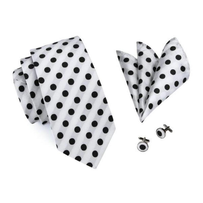 Black and white polka dot tie and pocket square 2025