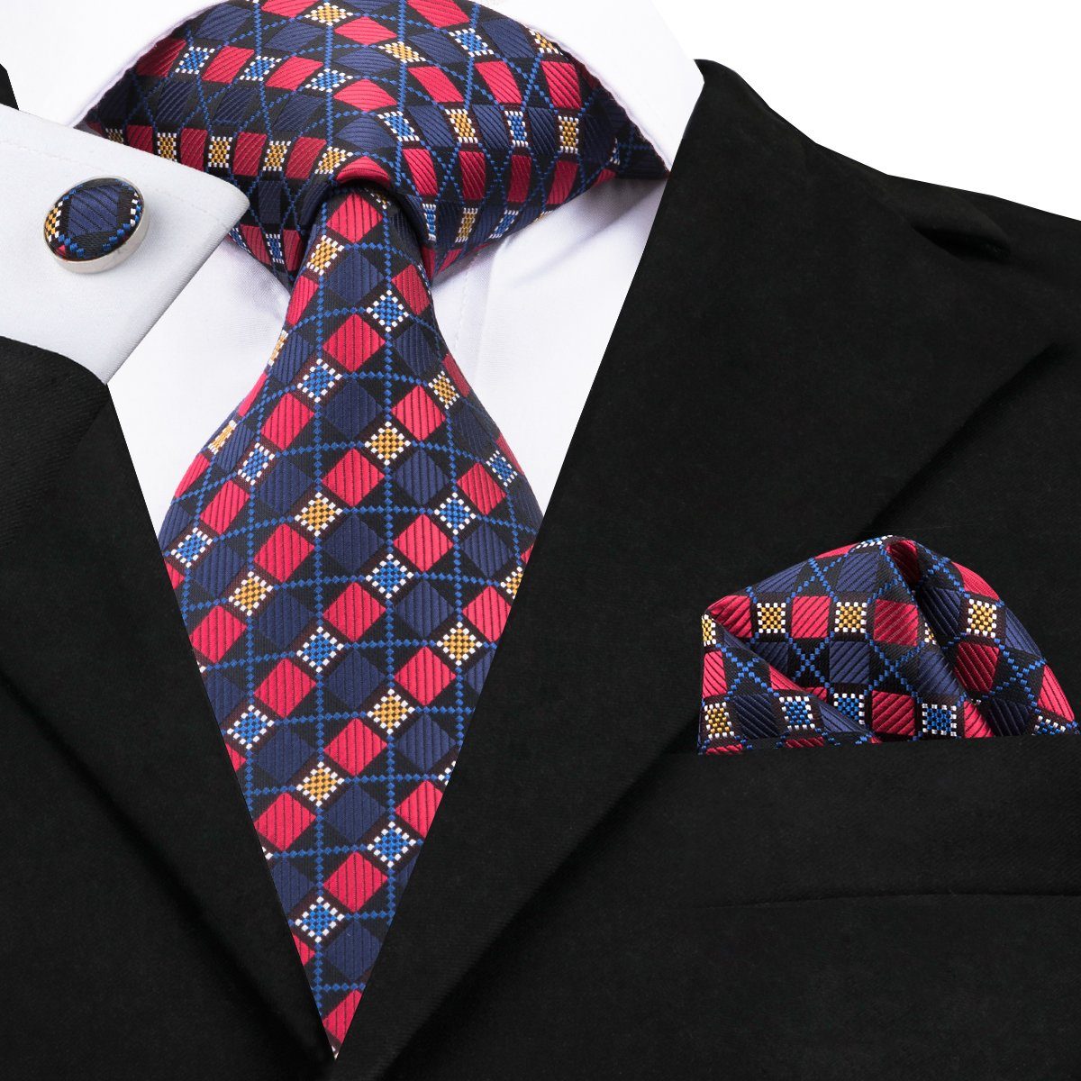 Blocks Tie, Pocket Square and Cufflinks Set – Sophisticated Gentlemen