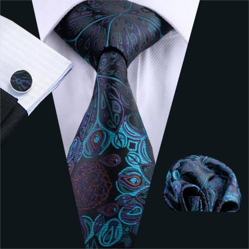 Peacock Dance Tie, Pocket Square and Cufflinks tie sets - Sophisticated Gentlemen