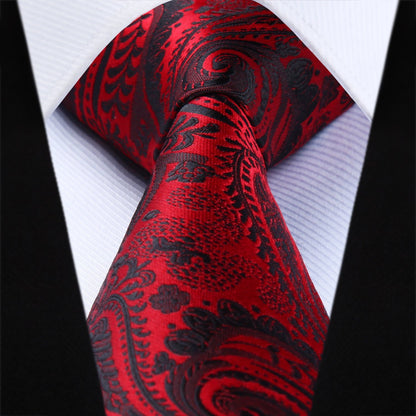 Red Paisley Silk Tie and Pocket Square tie sets    - Sophisticated Gentlemen