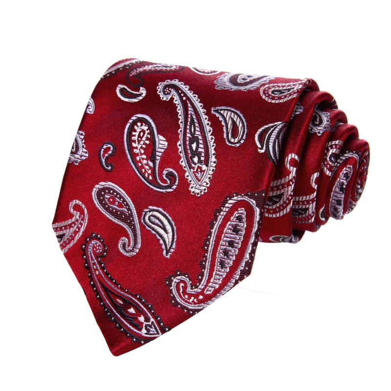 Red Paisley Silk Tie, Pocket Square and Cufflinks – Sophisticated Gentlemen