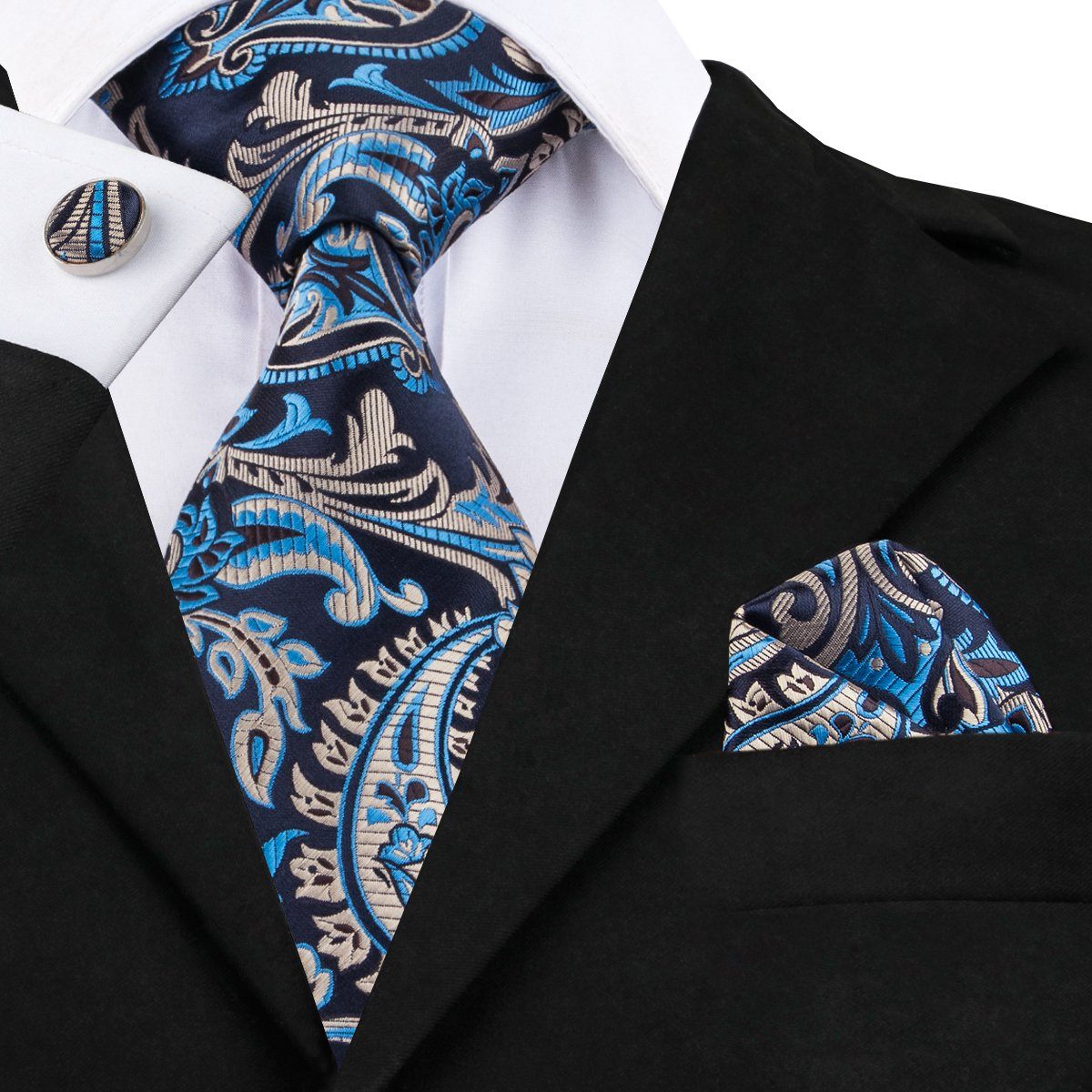 Summer Floral Tie, Pocket Square and Cufflinks Set – Sophisticated ...