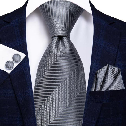 Sykes Silk Tie, Gray premium    - Sophisticated Gentlemen