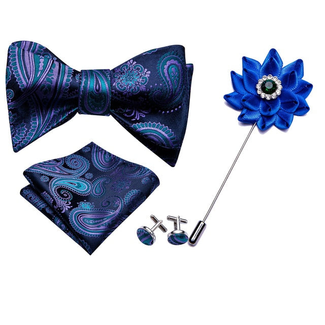 Dark Cross Wind Paisley Bow Tie Set bow tie    - Sophisticated Gentlemen
