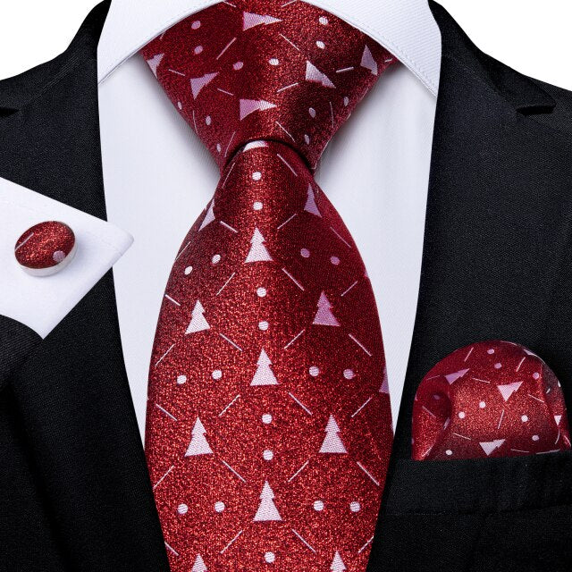 Sparkling Christmas Tree Tie, Pocket Square and Cufflinks tie sets - Sophisticated Gentlemen