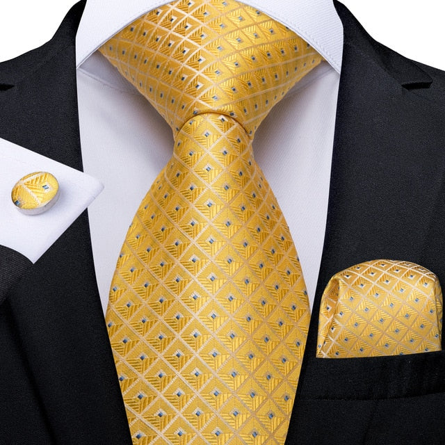 Gold and Diamonds Tie, Pocket Square and Cufflinks tie sets - Sophisticated Gentlemen