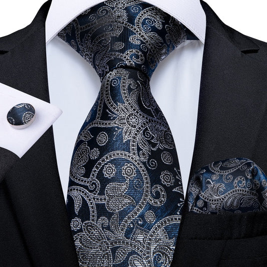 Midnight Blue Tie, Pocket Square and Cufflinks tie sets - Sophisticated Gentlemen