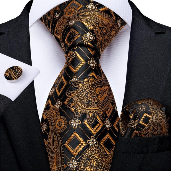 Gold and Black Luxury Tie Set Sophisticated Gentlemen Gold and Black Luxury Tie Set Sophisticated Gentlemen