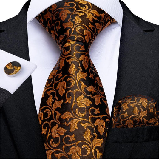 Golden Flowers Tie Set tie sets - Sophisticated Gentlemen