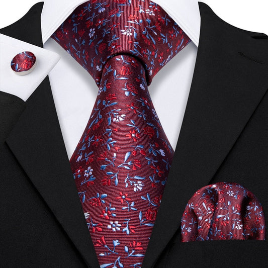 Spring Flowers Tie, Pocket Square and Cufflinks tie sets - Sophisticated Gentlemen