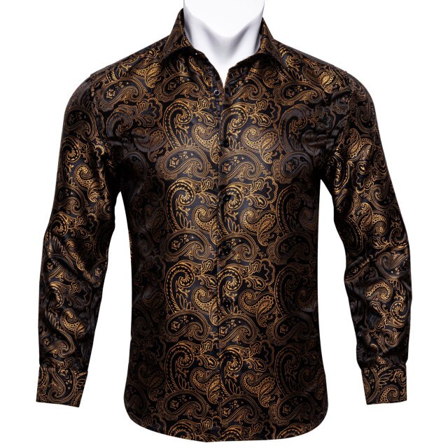 Gold and Black Paisley Dress Shirt shirt    - Sophisticated Gentlemen