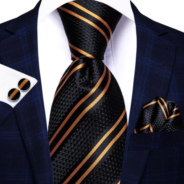 Luxury Black Double Stripe Necktie tie sets - Sophisticated Gentlemen