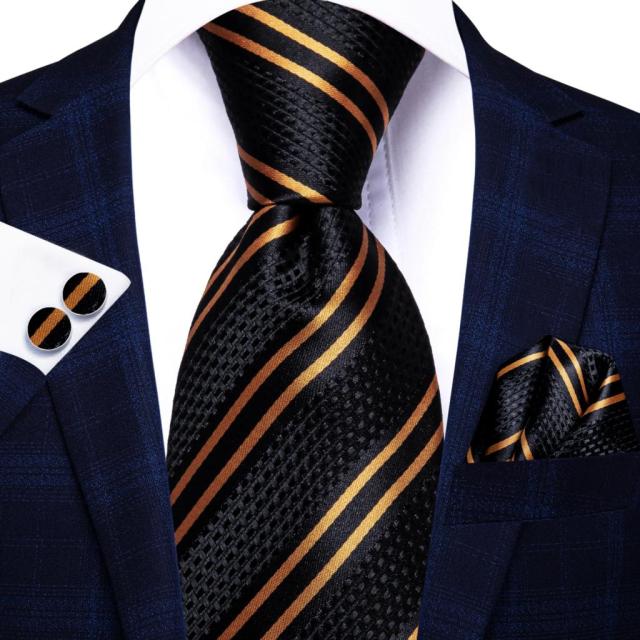 Luxury Black Double Stripe Necktie – Sophisticated Gentlemen