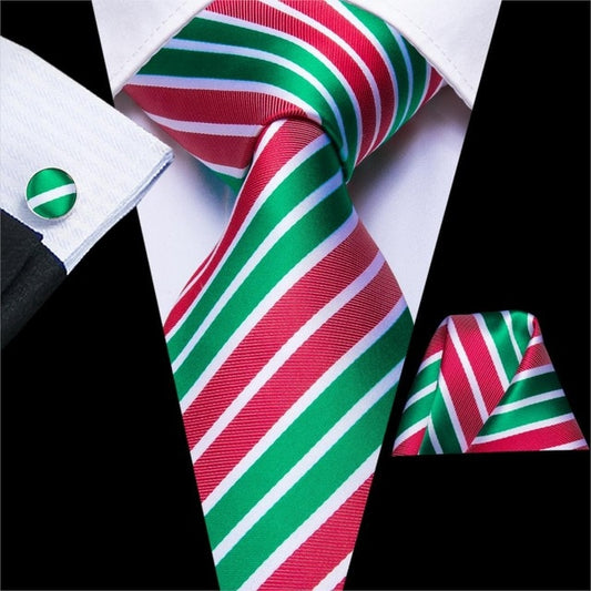 Christmas Colors Tie, Pocket Square and Cufflinks tie sets - Sophisticated Gentlemen