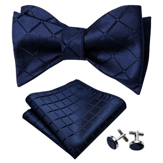 Blue Squares Bow Tie Set bow tie    - Sophisticated Gentlemen
