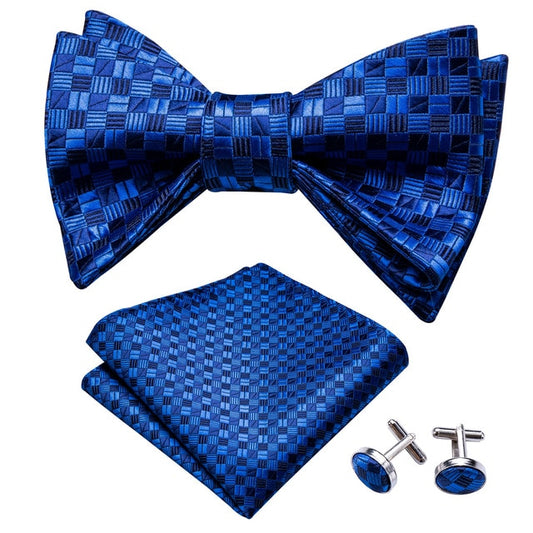 Double Blue Bow Tie Set bow tie    - Sophisticated Gentlemen